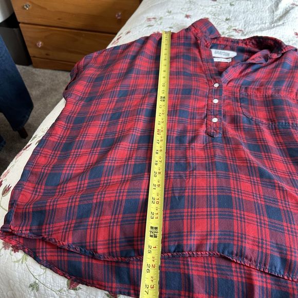 Grayson The Hero Anthroplogie Plaid Flannel Red and Blue Button Front Large 04 - Picture 9 of 12